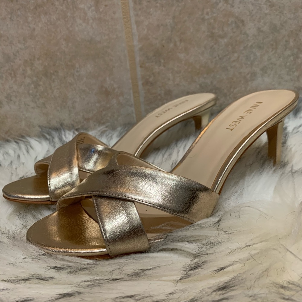 NINE WEST crossed open-toe heels